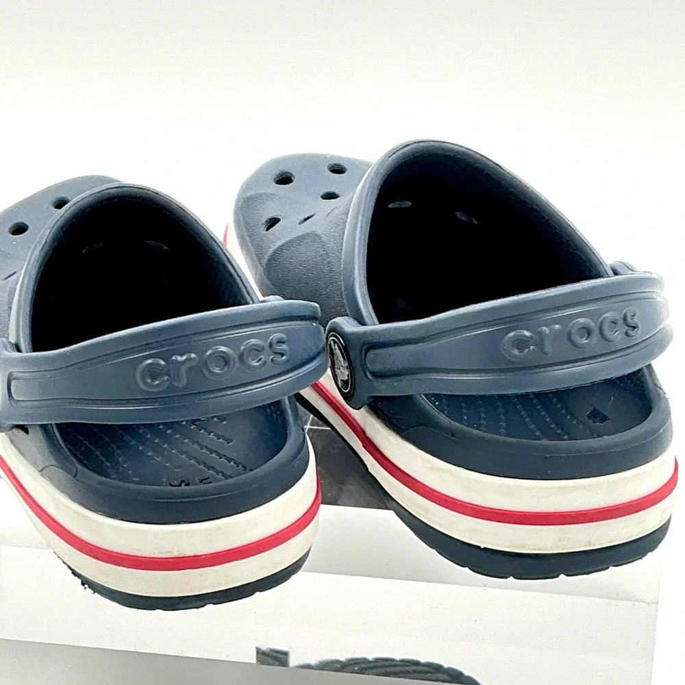 Crocs Size 10 Clog Navy Blue Red White Bayaband Kids